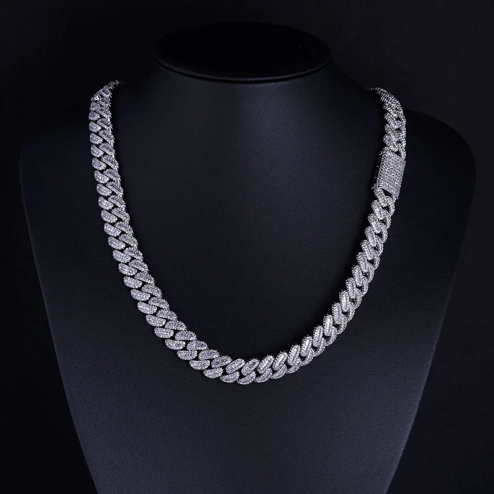 ESKEEN Hip Hop 12mm T Square Zircon Cuban Link Chain White