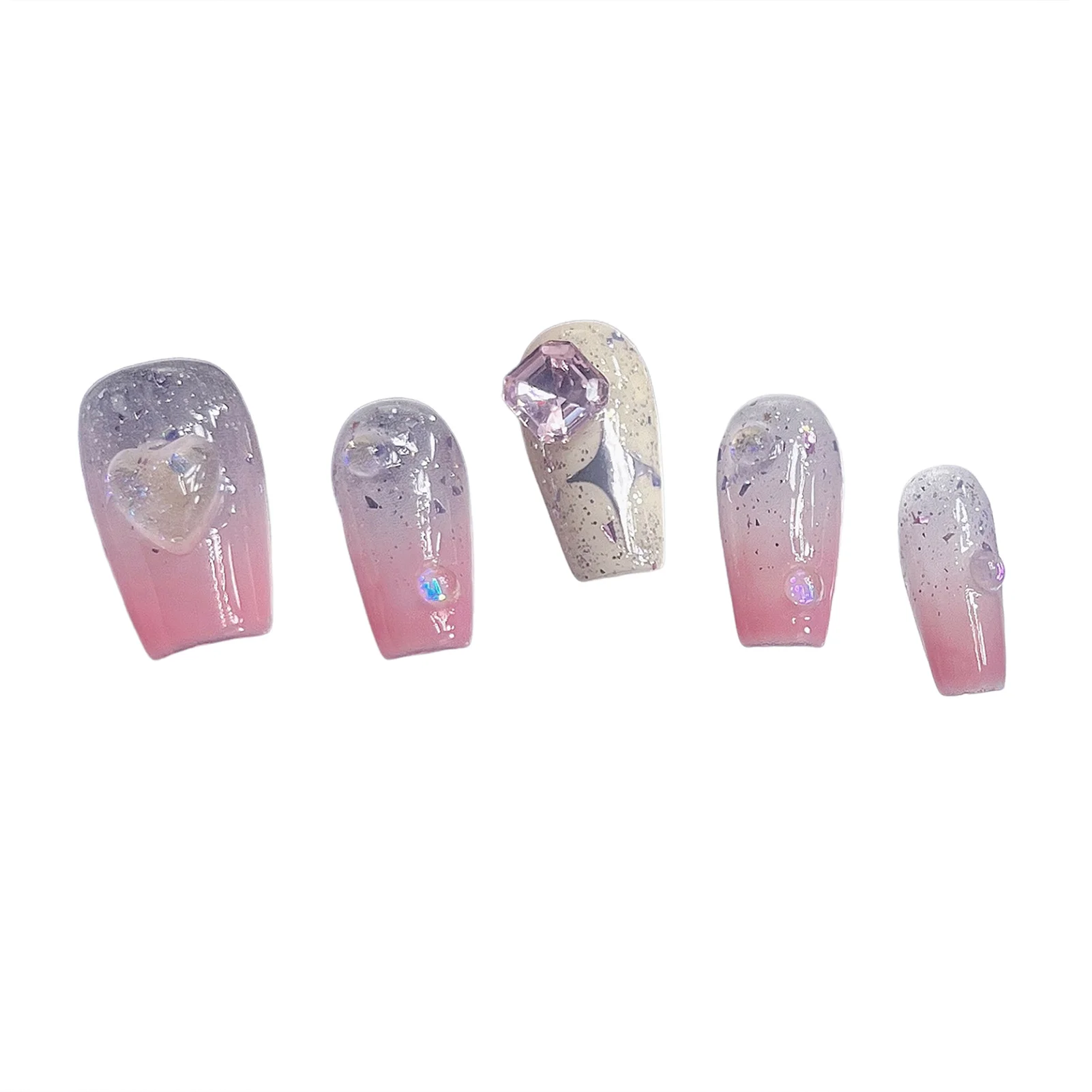 

False Nails with Glitter Setting Chip-Proof Smudge-Proof Fake Nails for Women and Girl Nail Salon