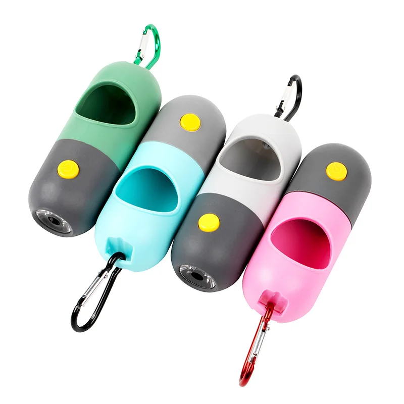 Portable Dog Poop Bag Dispenser Waste Bag Holder with LED Light Outdoor Dogs Trash Dispenser Garbage Hanging Storag Box dog poop bag dispenser