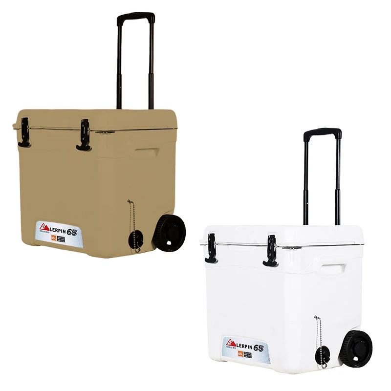 LerpinWheeledPortablePlasticHardIceChestCoolerBox65Lwith