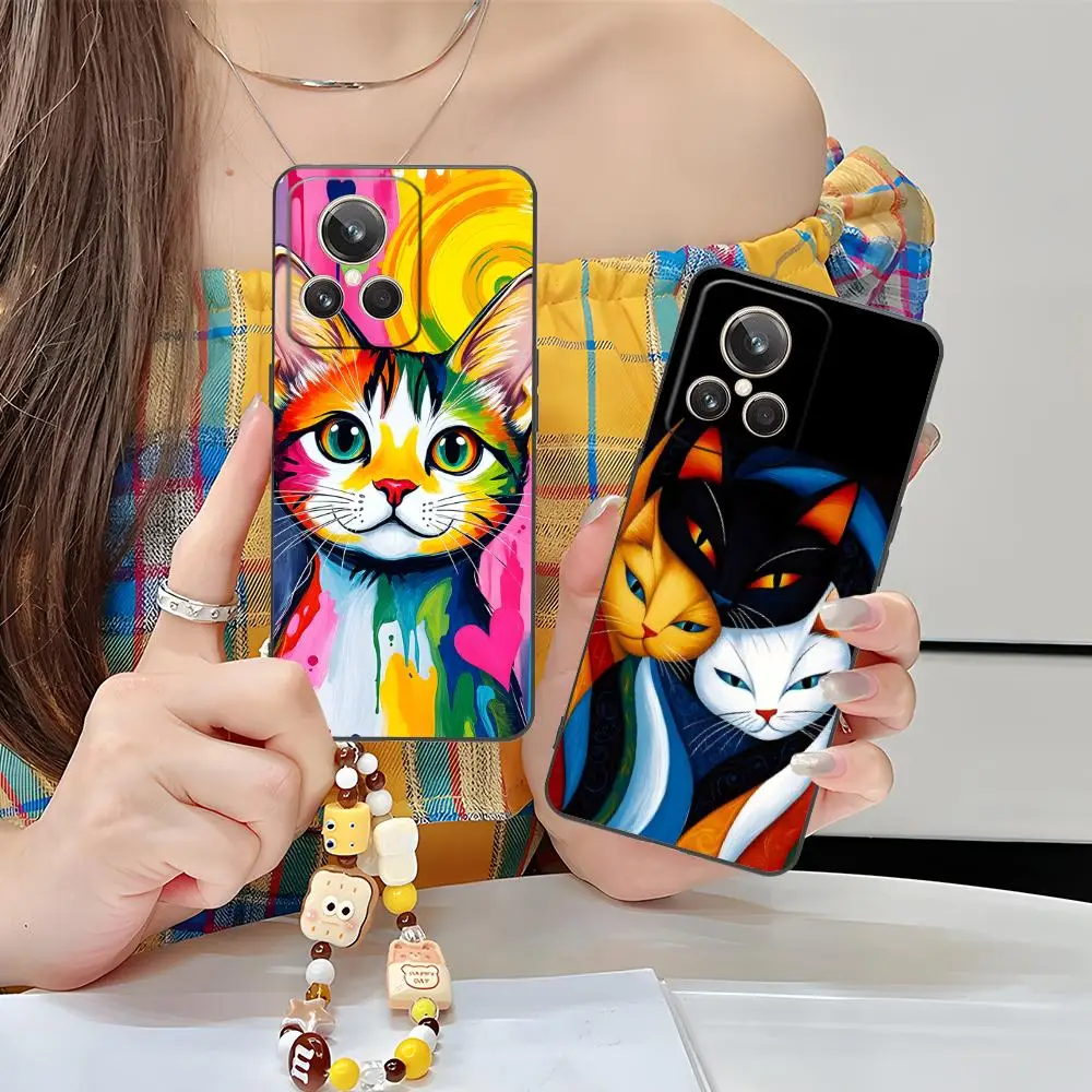 Charming Cat Design Matte TPU Phone Case with Colorful Printing