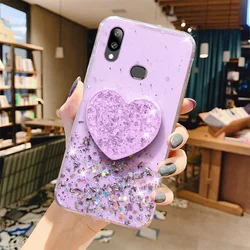 Sparkling Heart Love Glitter Phone Holder Silicone Case - S21 Ultra S30 Ultra (PURPLE)