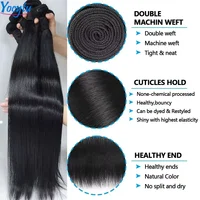 YOCYTU 20 20 20 Pouces Tissage Cheveux Humains 1/3/4 PCS Lot de Tissage Cheveux Humain 12A Tissage Naturel Brésilien Haut Qualité Meche Tissage Humain Hair Raw Hair Bundles 100% Human Hair Livraison 3 Jours France 4