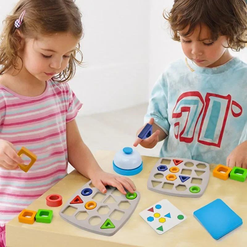 Children Matching Puzzle Toys Colors Geometric Shape Jigsaw Board Games Early Educational Interaction Toys for Kids Battle Games 2