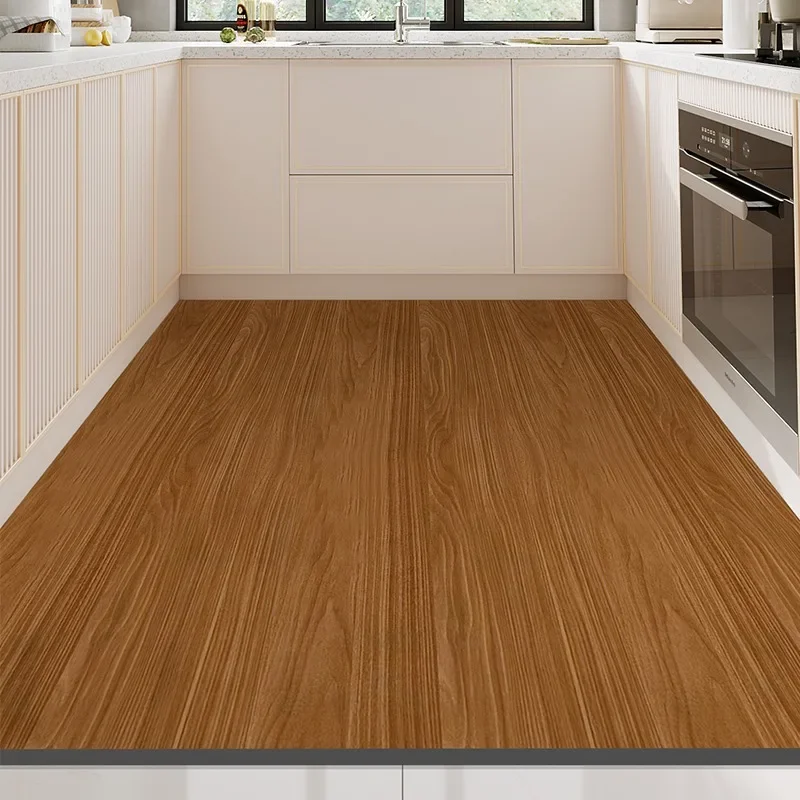 Kitchen Floor Mat Imitation Wood Grain PVC Leather Carpet Non-slip Oil-proof Easy To Clean Rug Can Be Freely Cut Large Area Mats 2