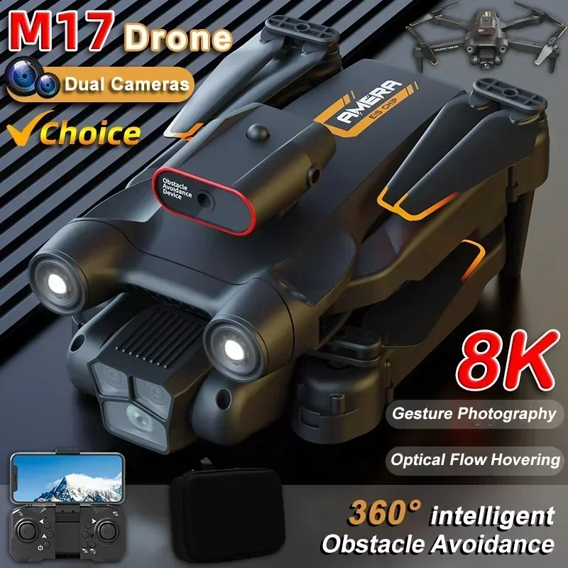 2025 M4 / M17 RC Drone 4K Professinal with Wide Angle Triple HD Camera Foldable Remote Control Helicopter WIFI FPV Height Hold