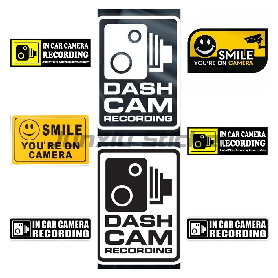 Adesivi 'CCTV Operating In This Vehicle' In Vinile (3 Pezzi) 8x3 Cm Per Auto E Taxi