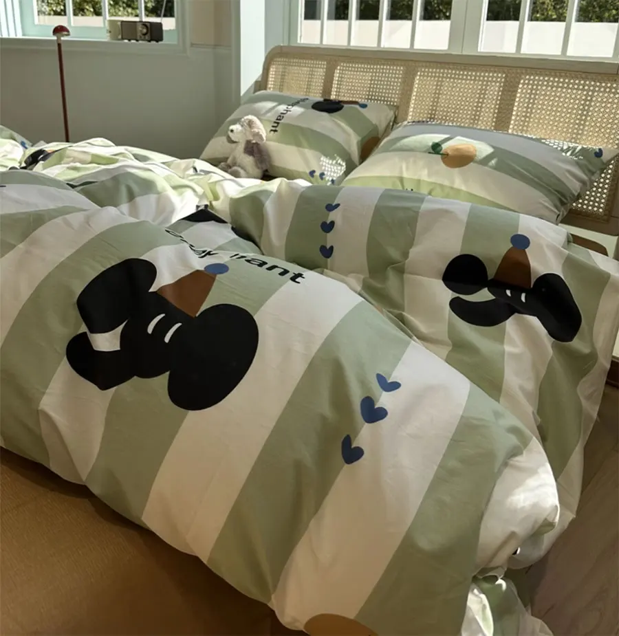 

Fashion cute cartoon elephant green stripes bedding set,twin full queen cotton home textile bed sheet pillow case quilt cover