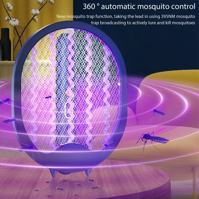 Elektromos Légy Swatter Újratölthető Szúnyog Összecsukható Hiba Zapper Ütő Szúnyoggyilkos Lámpa Kártevőirtó Otthoni Hálószobához - Image 3