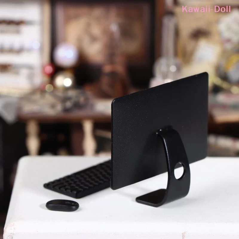 [DO]1Set Dollhouse Mini Laptop Computer Keyboard Mouse Kit Desktop Decoration Office Study Room Decor Accessories[DO] - 4