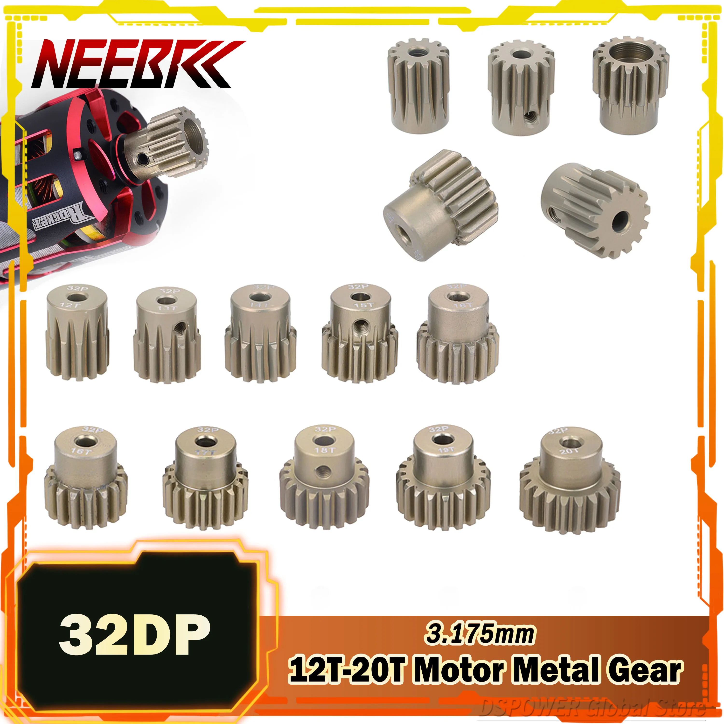 M0.6 0.6M Ingranaggio 3.175 mm 13T 15T 17T 18T 20T 22T 24T 28T 30T 33T I ingranaggi del motore pignone in lega di alluminio sono utilizzati nel modello 110RC  26