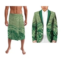 Polynesia Casual 2 Piece Suit And ie faitaga For Men Wedding Lapel Men Suits Party Prom Blazer Father's Day Gift 1