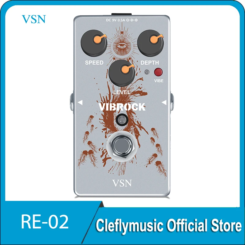 

VSN RE-02 Vibrock Chorus&Tremolo Guitar Multi-Effect Pedal True Bypass Working On Both DC 9V Adaper & Battery For Outdoor Play