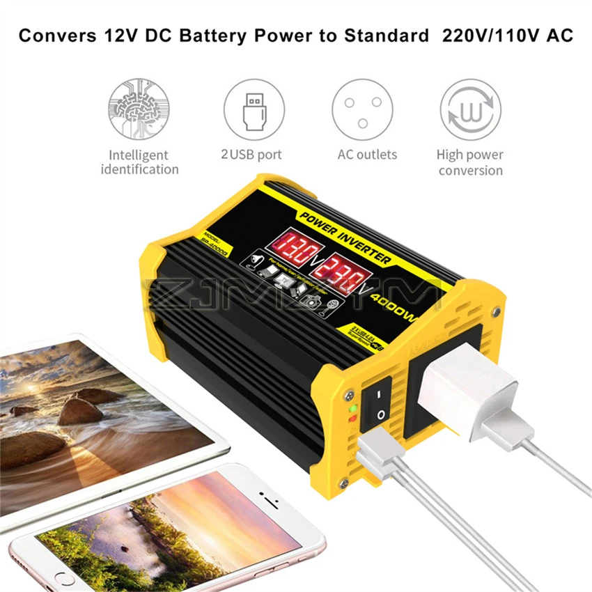 carro inversor adaptador 12v a 220v 110v