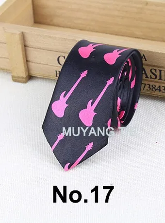 Classic Musical Notes Tie Neck Mens Skinny 5cm Zipper Neckties Red Black Blue White Color Slim Narrow Entertainment Party
