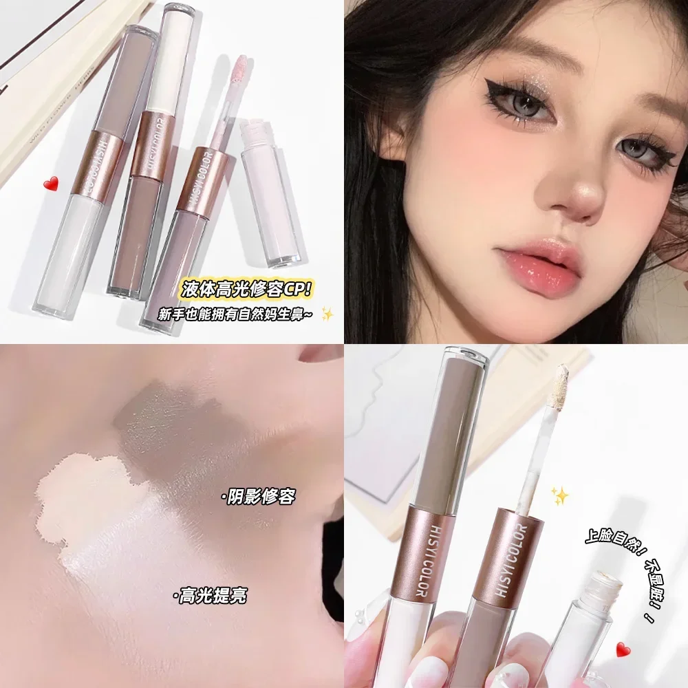 Dual-End Liquid Highlighter Pen Skin Brightening & Contouring Stick Natural Contour Long-Lasting Waterproof