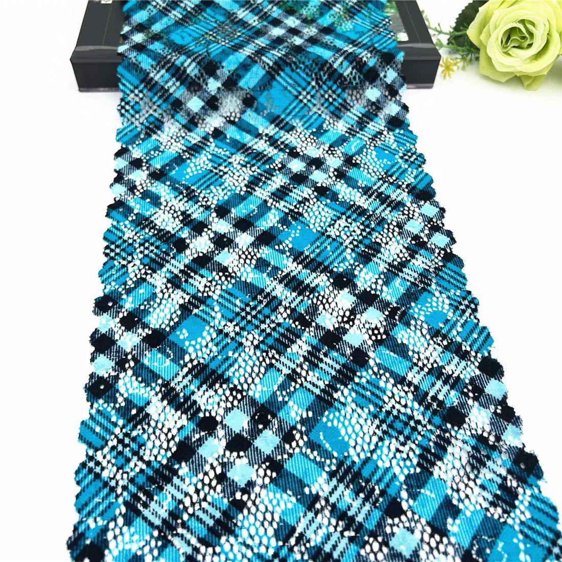 3y/lot Width 7 5/8 inch(19.50cm) 2-Tone Blue Elastic Stretch Lace Trim For Sewing Craft DIY Apparel Fabric Lace Garment Material 1