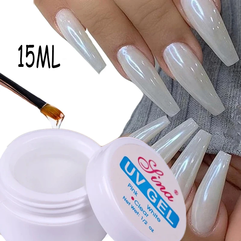

15ml Nail Art Phototherapy Glue Quick Building Nail Extension Gel Acrylic White Pink UV Gel Manicure Nail Art Prolong Forms Tips