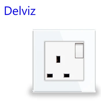 Delviz 13A UK Standard Power Socket, No logo Tempered glass Panel, AC 110V-250V, Electric plug Wall Outlet with switch control 1