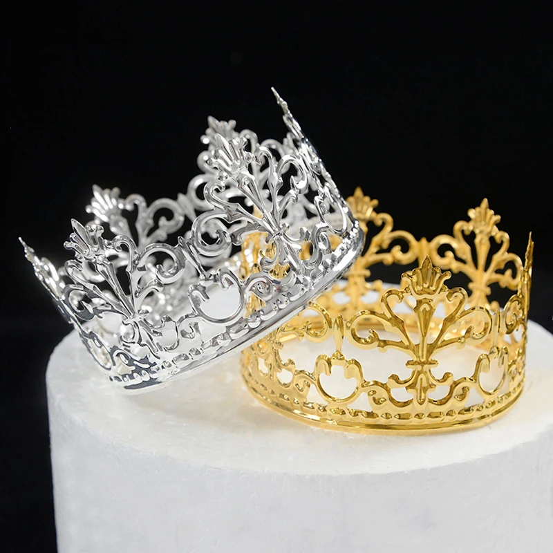 

1pc Tiara Gold Crown Cake Topper Kids Girl Princess Birthday Cake Ornament Elegant Wedding Party Decoration DIY Baking Supplies