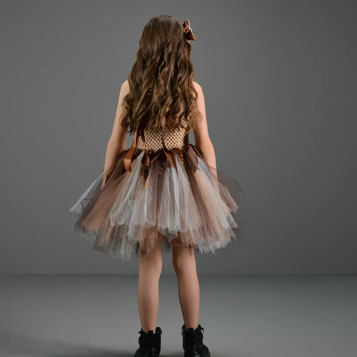 Cosplay Costume Kids Girls Dress Animal Tutu Skirt Outfit Cave Leopard Girl Tutu Dress Wild Man Indigenous Primitive Person Animal Kid Baby Cosplay Birthday Jungle Party Dresses Costume