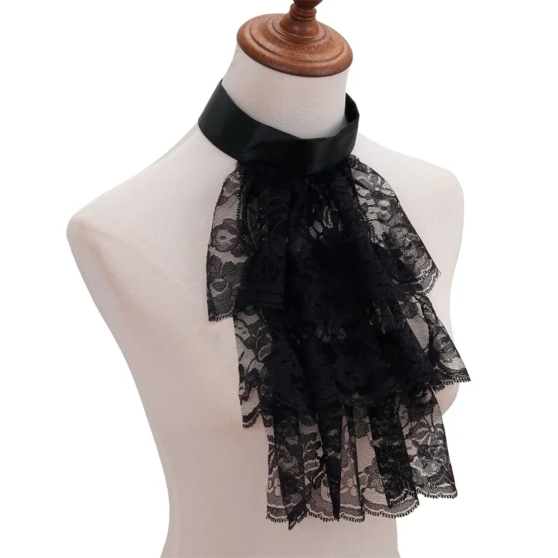 Ruffled Lace Jabot Collar for Masquerades Victorian Styles