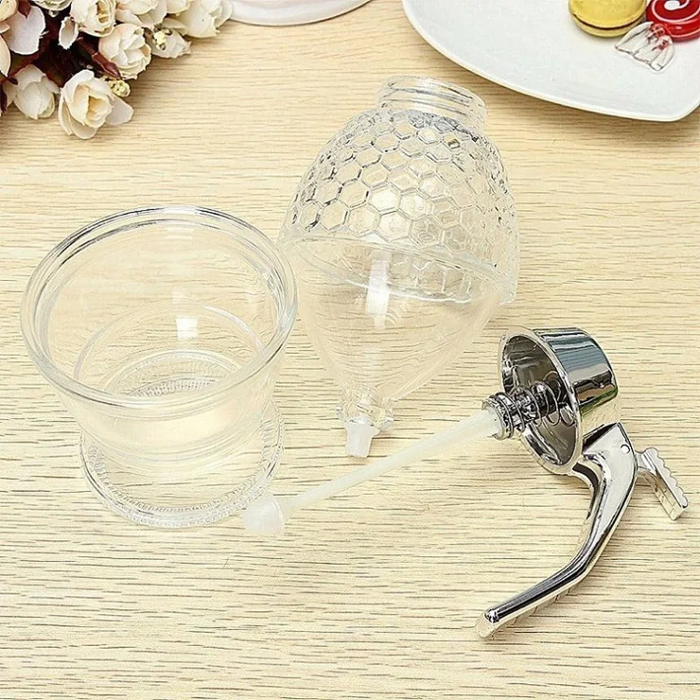 Honey Dispenser Honey Comb Shaped Oil Bottle Sauce Sugar Juice Kitchen Tool Premium Durable Plastic No Drip Honey Special Pot
