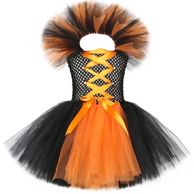 thumbnail image 1 of Disfraz de bruja malvada para Halloween para niños, fiesta de carnaval, disfraces de niñas, vestido de tutú de bruja malvada con sombrero y escoba mágica, 1 of 5
