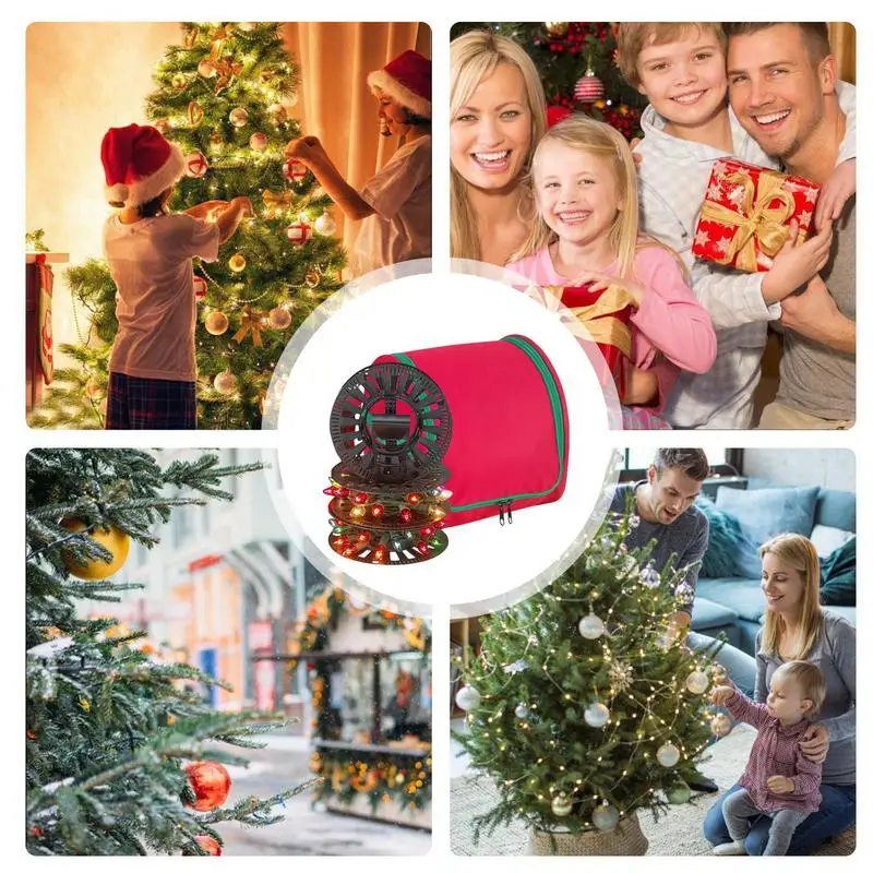 Christmas LED Light Storage Box Oxford Storage Bag For Christmas Decorations Multifunctional Bag With U-zipper