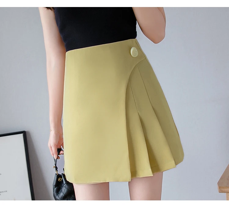 black mini skirt Button Pleated Skirt Women High Waist Casual Womens Skirts For Teen Girls Sweet Mini A-Line Short Skirt Ladies 2021 Spring Black short skirt