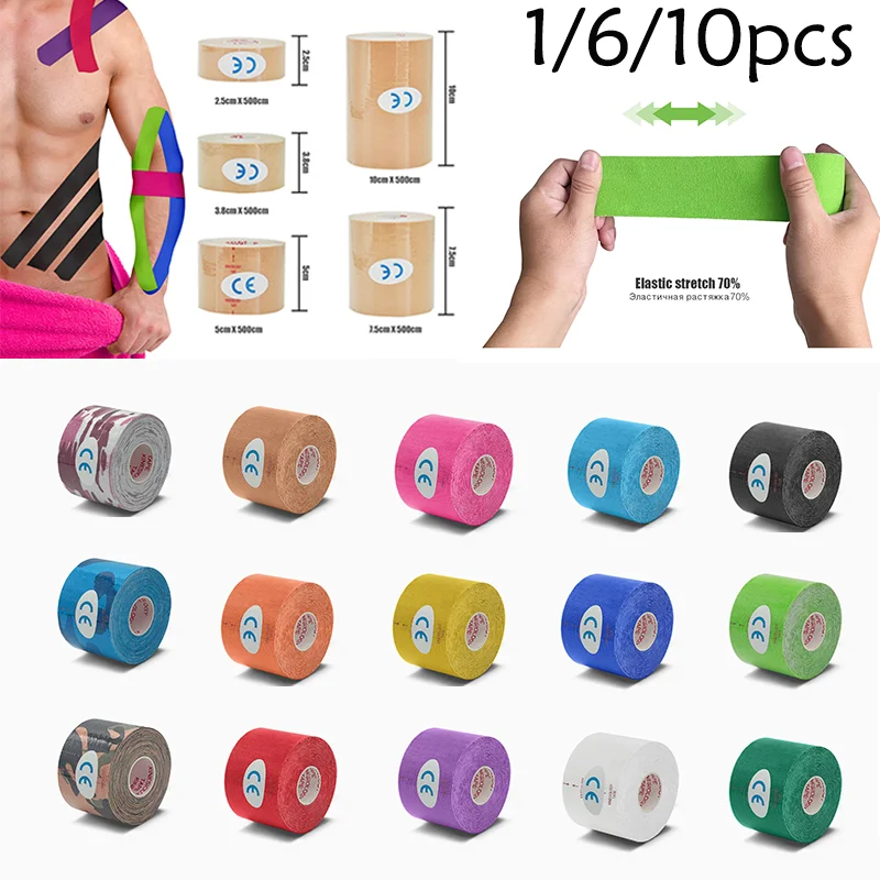5 Size Kinesiology Tape Medical Athletic Elastoplast Sport Recovery Strapping Gym Waterproof Tennis Muscle Pain Relief Bandage