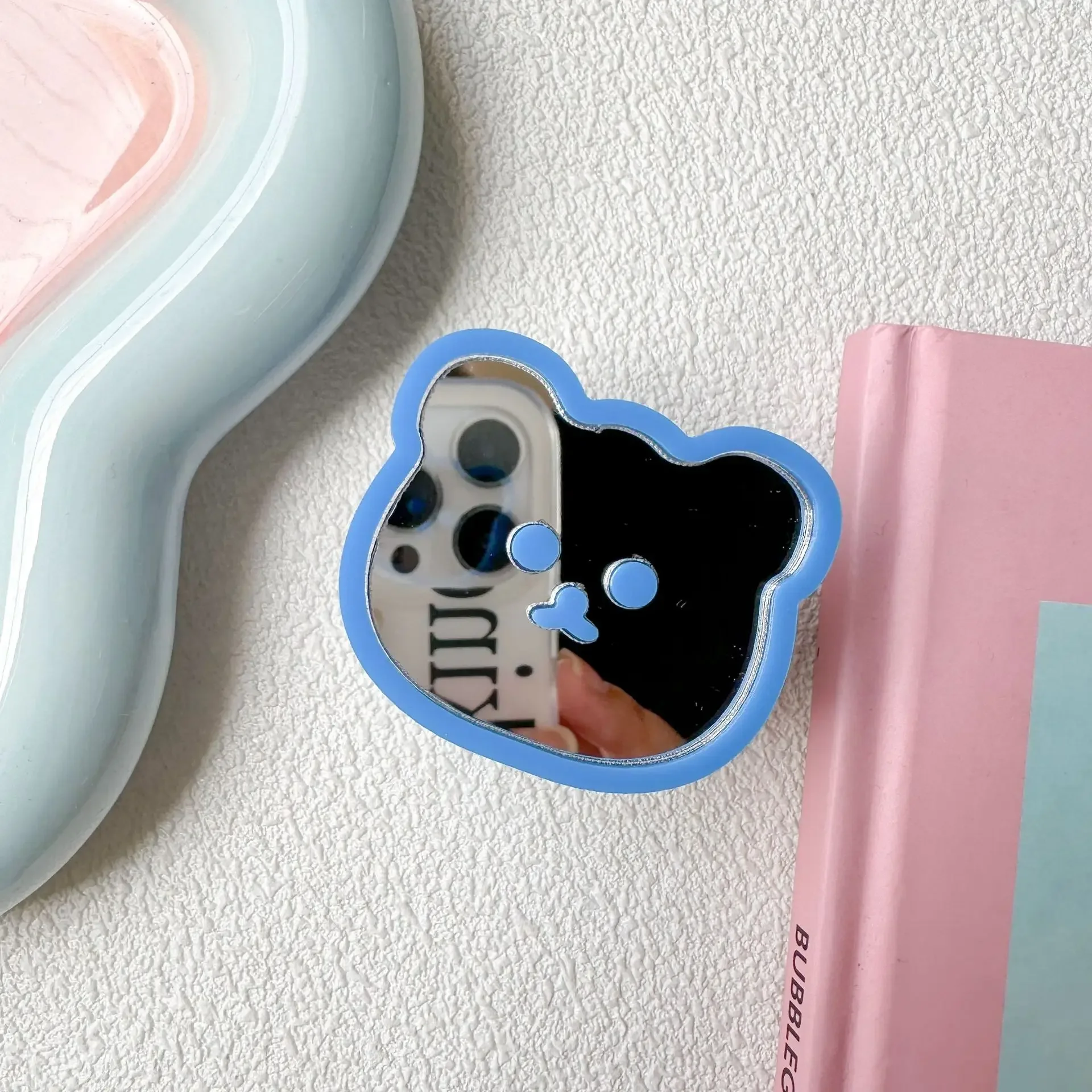 Koreanische niedliche Cartoon Spiegel Bär klappbare Fingerring Griptok Telefon halter für iPhone Support Steckdose Taschen griff Token Stand halterung – Detail 15