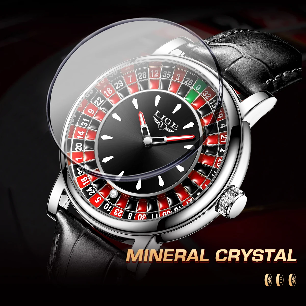 LIGE Quartz Man Watch Fashion Luxury Creative Roulette Game