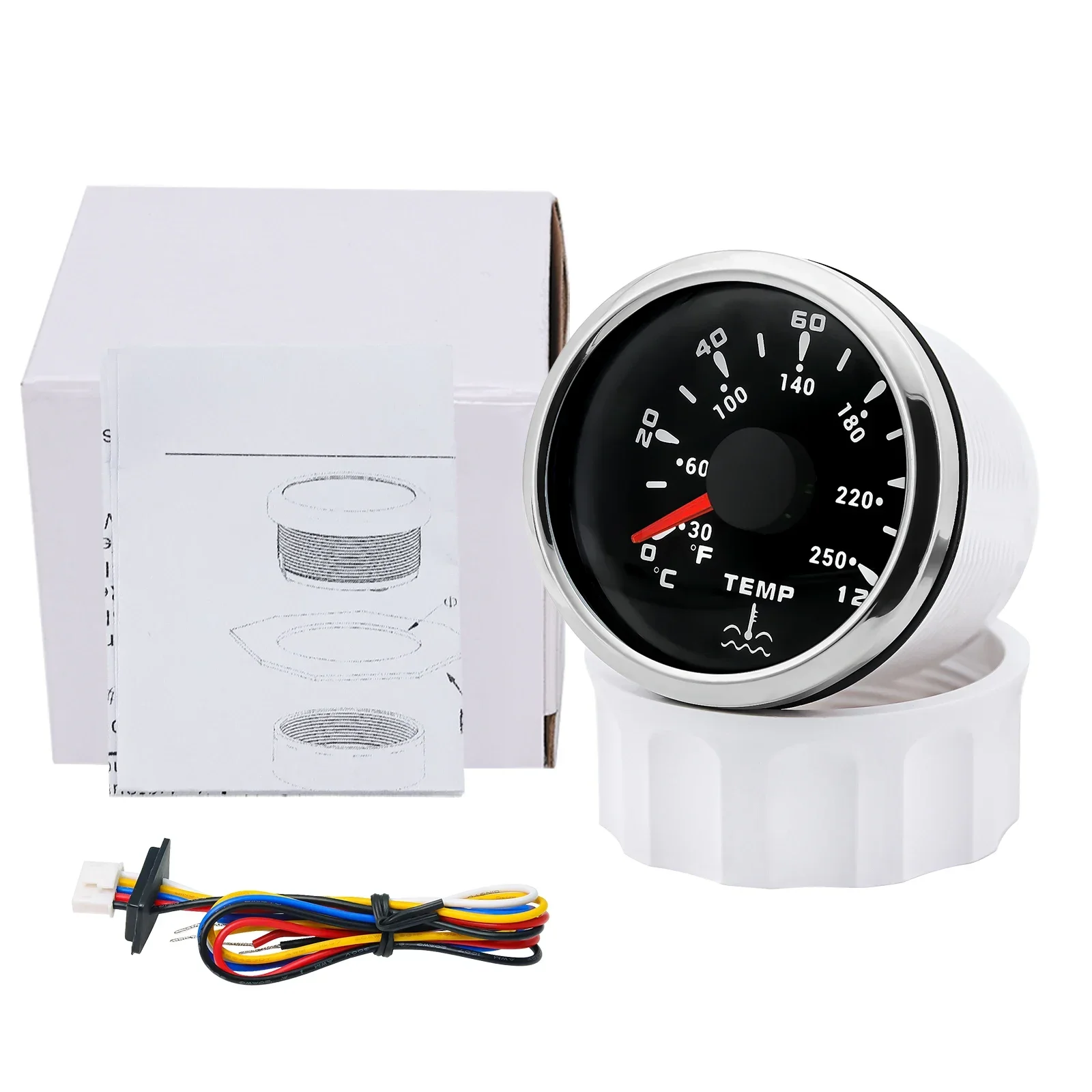 7 Colors Backlight 52MM Water Temperature Gauge 0~120℃ Water Temp Sensor 1/8NPT