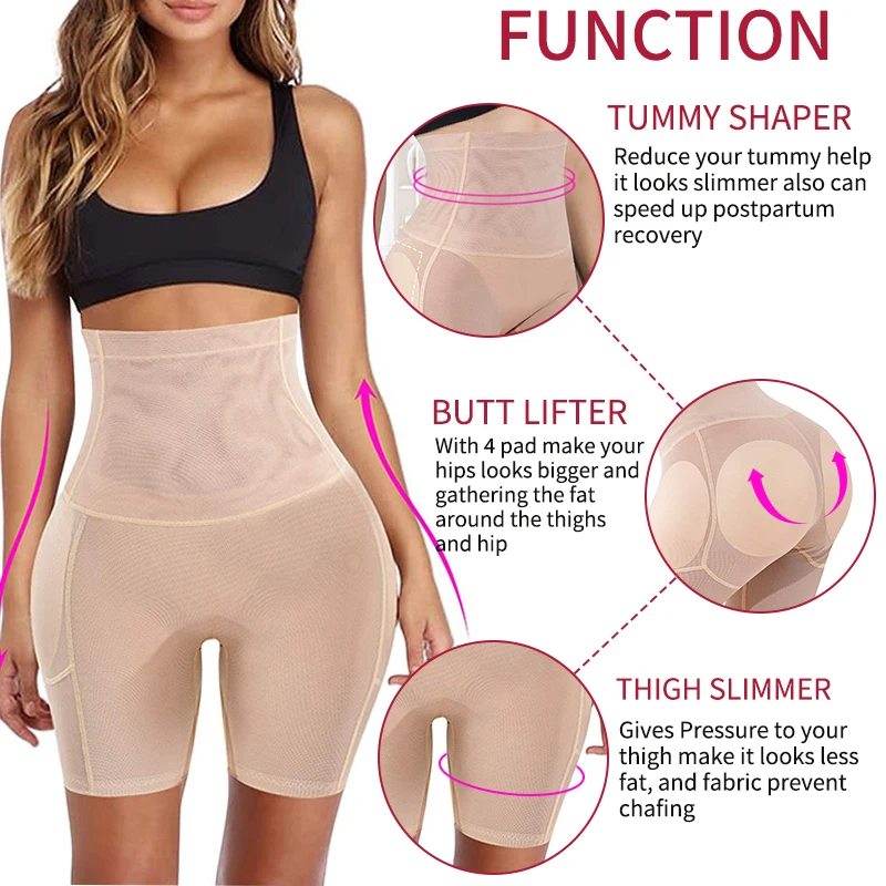 High Waist Padded Contorl Panties Fake Ass Shapewear Women Butt Lifter Hip Enhancer Tummy Contol Underwear Thigh Slimming Shorts