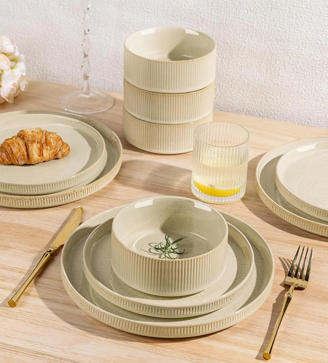 12-Piece Speckled Ceramic Dinnerware Set 5