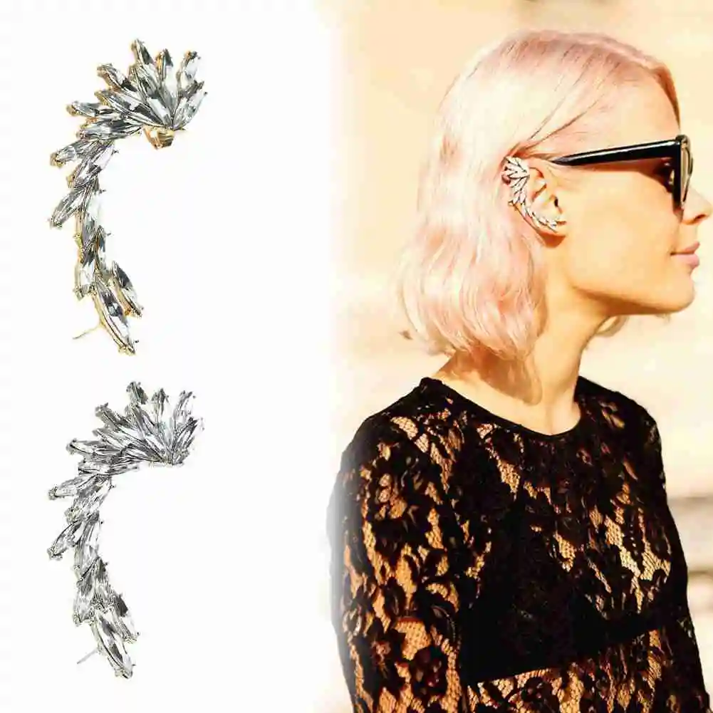 Ear Clip Earrings Clip Earrings Ear Clip Ear Accessories 1Pcs Punk Horse Eye Crystal Earrring Climber Ear Clip Cuffs Earrings For Women Statement Jewelry Earrings For Women