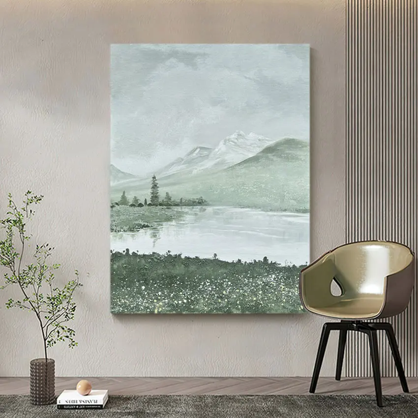 

Purely Handmade Item Murals Art Abstract Lake Scenery Oil Painting Picture Canvas Wall Decor Texture Art For Hotel Decoration