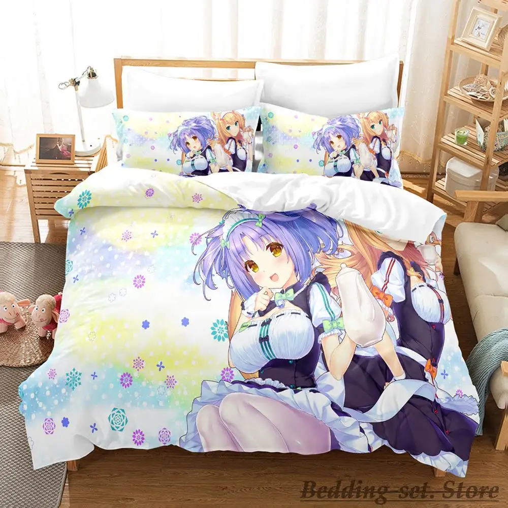 Kawaii Nekopara Bedding Set Single Twin Full Queen King Size Bed Set Aldult Kid Bedroom Duvetcover Sets Anime parure de lit Bed 5