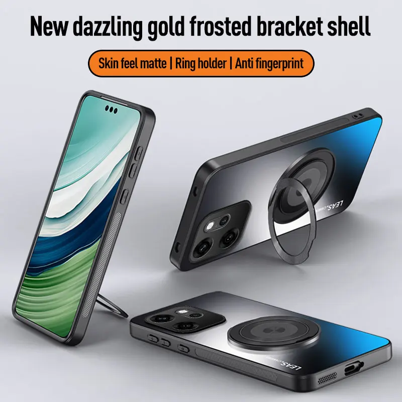 Magnetic Ring Stand Back Phone Case with Magsafe and Lens Protection