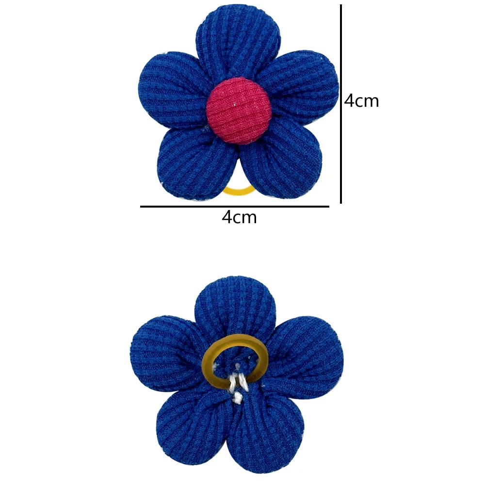 50/100PCS Flower Shape Decoration Cute Dog Hair Bow Dogs Bows Cotton Rubber Bands Dog Supplies Puppy Bowknot Pet Accessories 6
