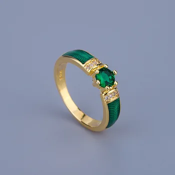 Nuovo bellissimo anello per le donne gioielli smaltati fatti a mano verdi semplici regalo di anniversario di alta qualità per anelli di coppia