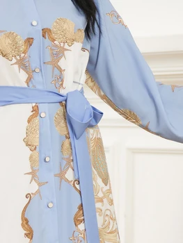 Elegant Women's Long-Sleeve Dress with Belt - Chic Geometric Print, High-Quality Polyester, Perfect for All Seasons 6