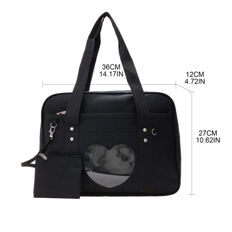 Luggage Handbag Large Tote Bag JK Uniform School Shoulder Bag Fashion Ladies Large Capacity Nylon Heart Bags E74B
