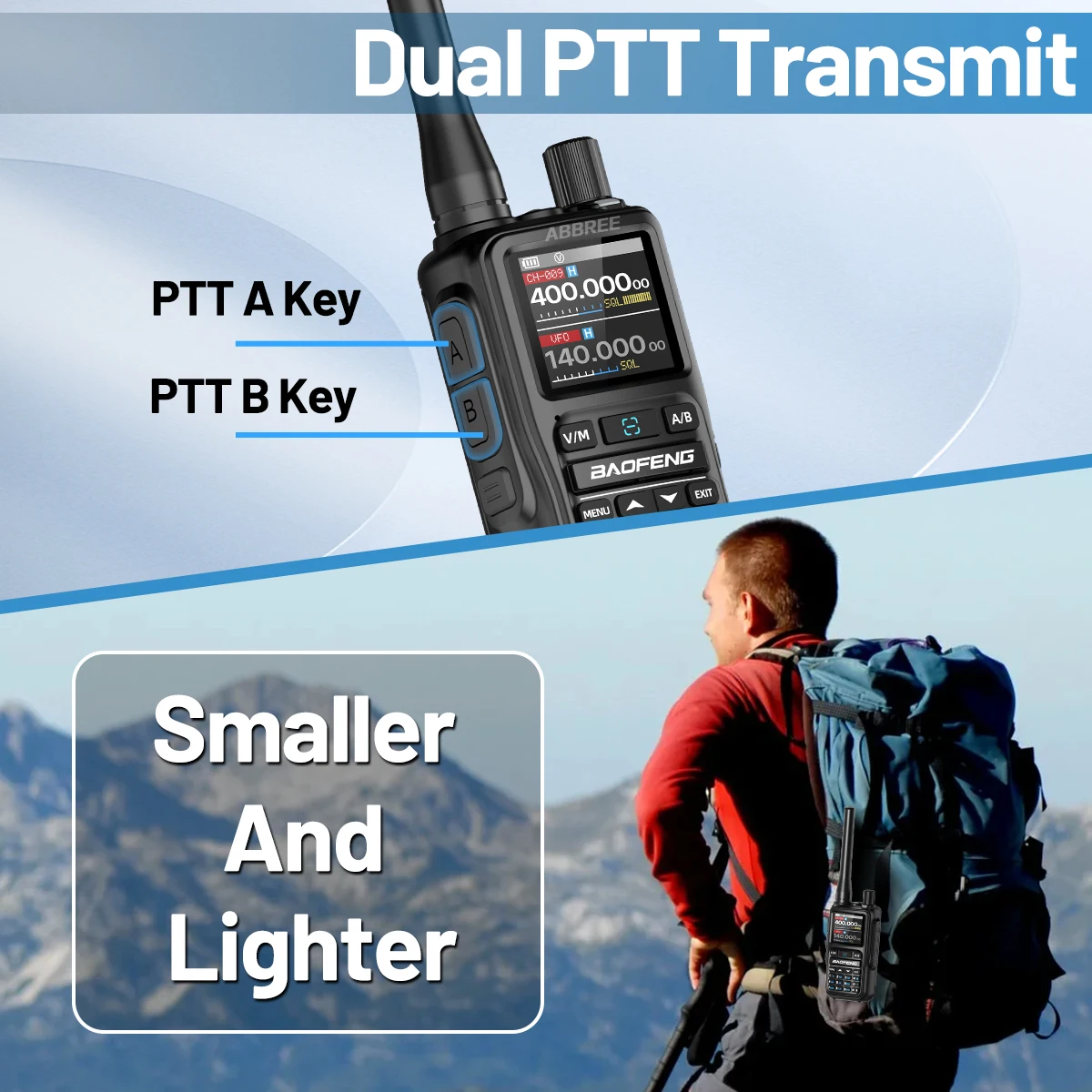 Walkie Talkie Baofeng 5R MINI APP Programming Multi Band Wireless One Key Copy Frequency Outdoor Hiking Type-C Ham Radio