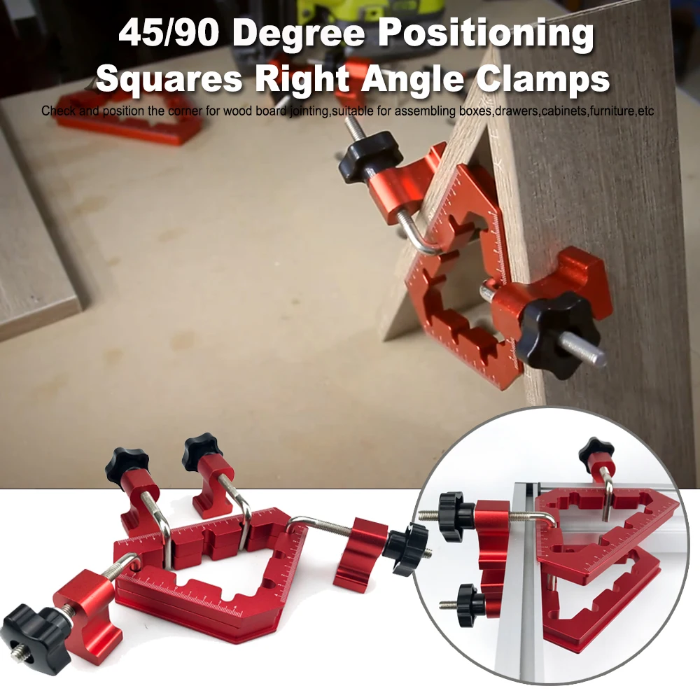 

45 / 90 Degree Aluminum Alloy Corner Clamp Right Angle Clamp Splicing Board Positioning Panel Fixed Clip Woodworking Tool