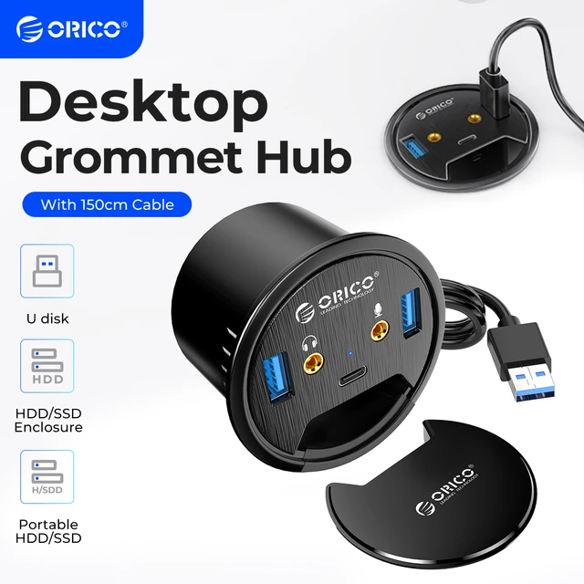 Orico – Œillet De Bureau Hub Usb 3.0, Avec Port Pour Casque, Microphone,  Lecteur De Carte De Type C, Adaptateur Otg, Accessoires Pour Ordinateur  Portable - Hubs Usb - AliExpress