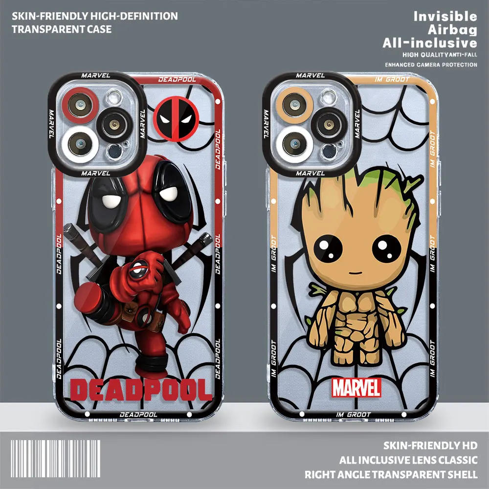 Custodia Morbida Trasparente Per Motolora Moto G72 G71 G32 G22 G52 G73 Edge 40 5G Marvel Deadpool Groot Cover Tpu