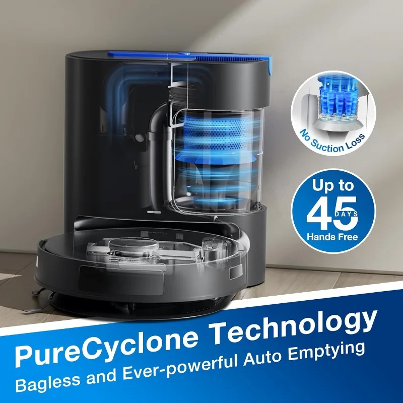 ECOVACS DEEBOT N20 PRO Plus Robot Vacuum Mop,with Bagless Self Emptying Station,8000Pa Suction,OZMO Pro 2.0 Vibrating Mopping