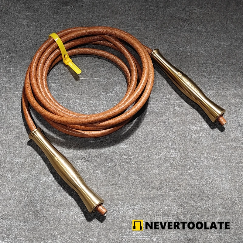 COPPER brass HANDLE (215GRAMS PER) 9 mm thick leather rope 620 gram (1.37 lbs) Weight heavy jump skip rope fitness lose weight
